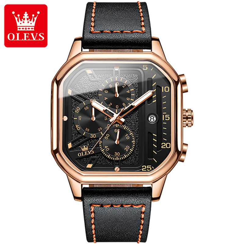 OLEVS skeleton design waterproof fashion custom men's mristwatch (Rose Gold)